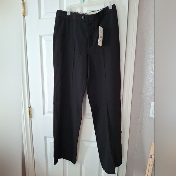 Zara NWT Into The Classics Black Hidden Pinstripe Straight Leg Trouser Pants M - Picture 2 of 15